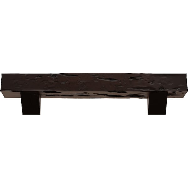 Pecky Cypress Faux Wood Fireplace ManteL W/Breckinridge Corbels, Premium Mahogany, 6H X8Dx72W